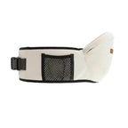Ceinture de portage bébé ergonomique beige avec soutien lombaire et poche respirante pour confort optimal des parents