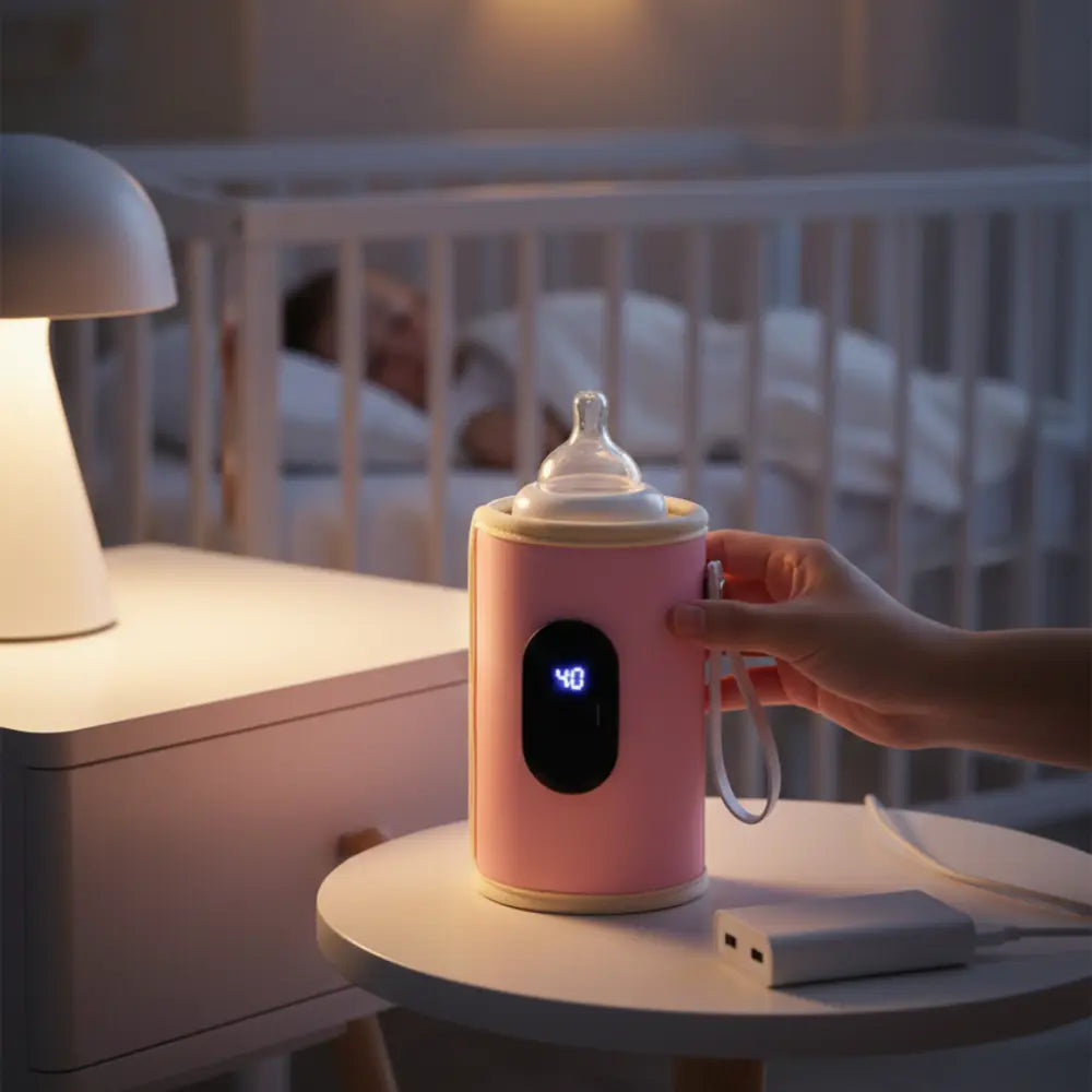Chauffe biberon portable pour bébé avec écran de température utilisé la nuit dans la chambre pour préparer le lait facilement