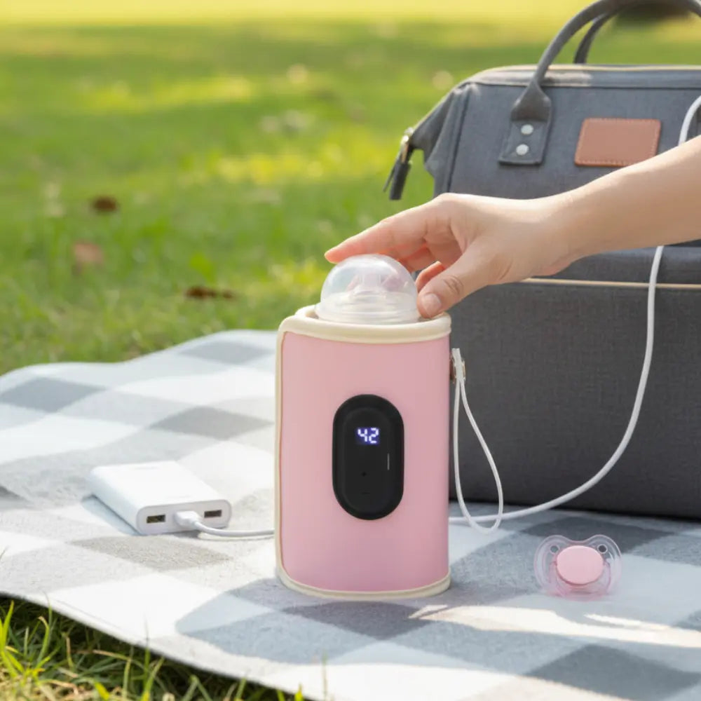 Chauffe biberon portable USB pour bébé utilisé en extérieur pour garder le lait à température idéale lors des sorties