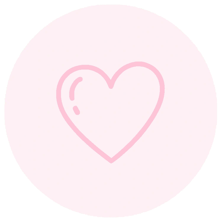 Icône de cœur rose indiquant la liste des favoris ou les coups de cœur produits.