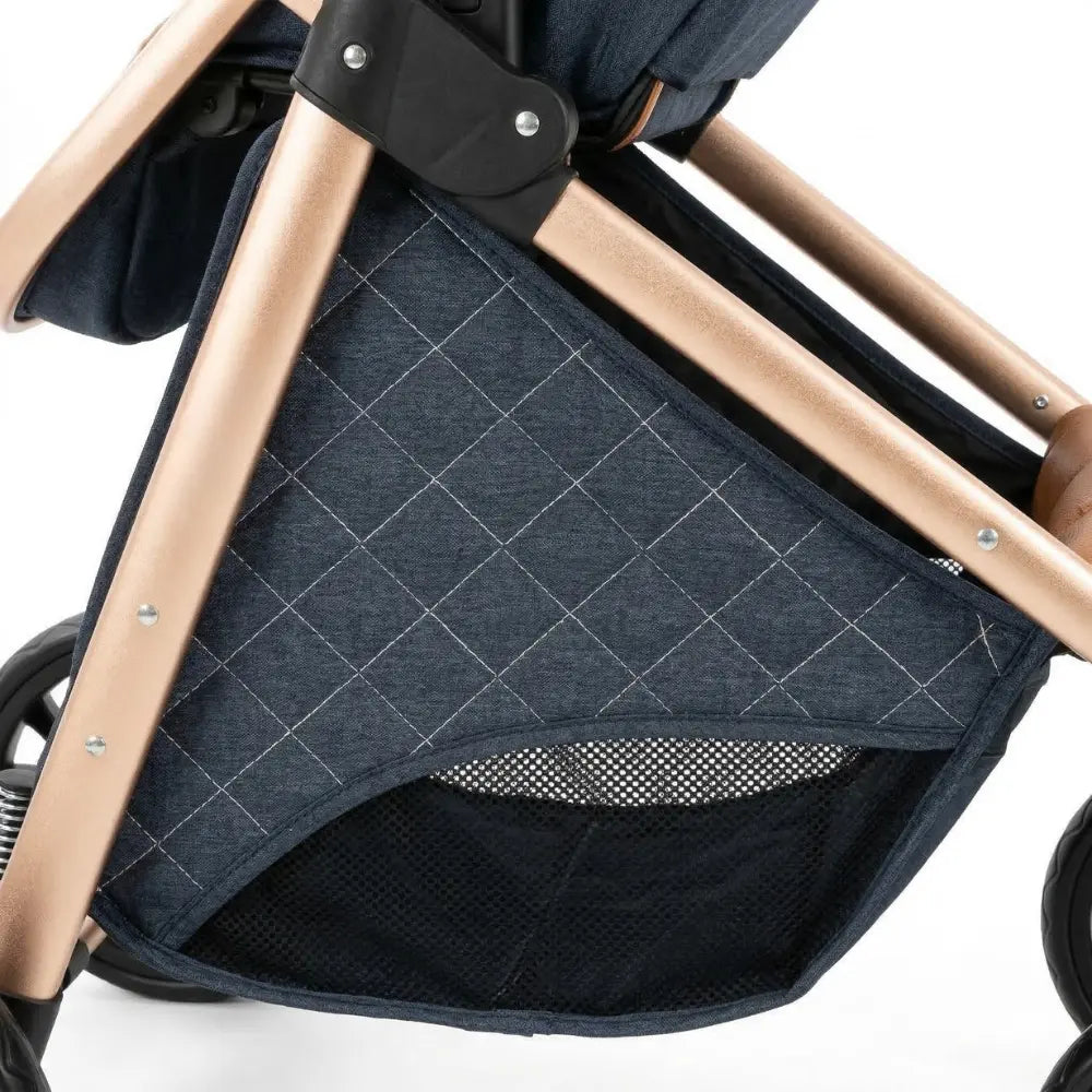 Grand panier de rangement poussette bébé en tissu matelassé résistant, compartiment spacieux pour accessoires et courses