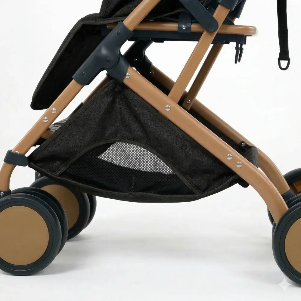 Grand panier de rangement inferieur poussette bebe capacite elevee acces facile pour sacs courses et accessoires