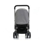 Vue arrière poussette double compacte pour jumeaux avec guidon ergonomique et structure robuste facile à manœuvrer