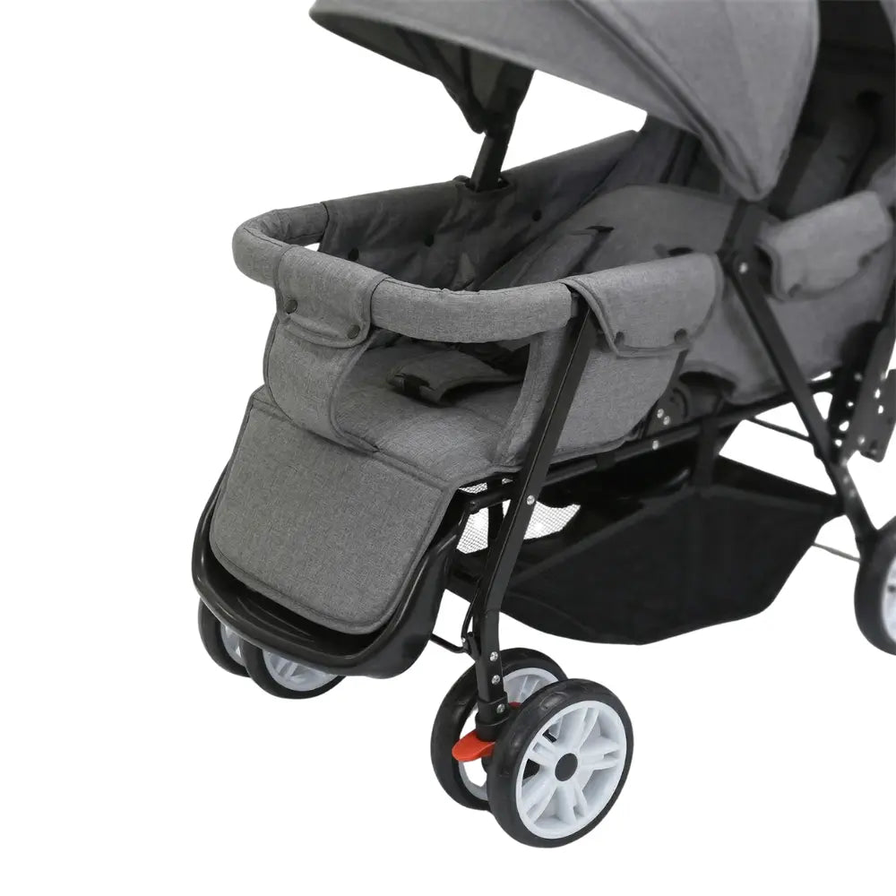 Repose-pieds réglable poussette double pour jumeaux avec siège confortable et protection frontale pour bébé