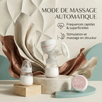 Tire-lait électrique avec mode massage automatique, stimulation douce et fréquences rapides pour favoriser la montée de lait