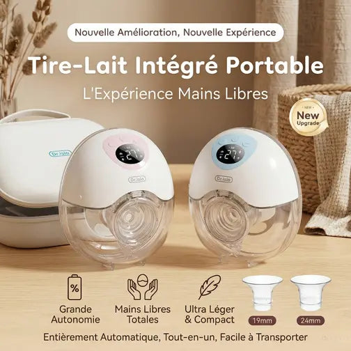 Tire-lait électrique portable double avec écran digital, extraction mains libres efficace et design compact pour mamans actives