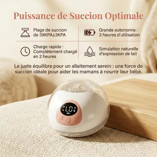 Tire-lait électrique à puissance d’aspiration réglable, autonomie longue durée et expression naturelle du lait maternel