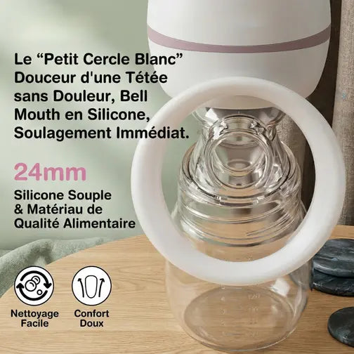 Téterelle tire-lait électrique en silicone souple 24mm qualité alimentaire, confort optimal et nettoyage facile pour allaitement sans douleur